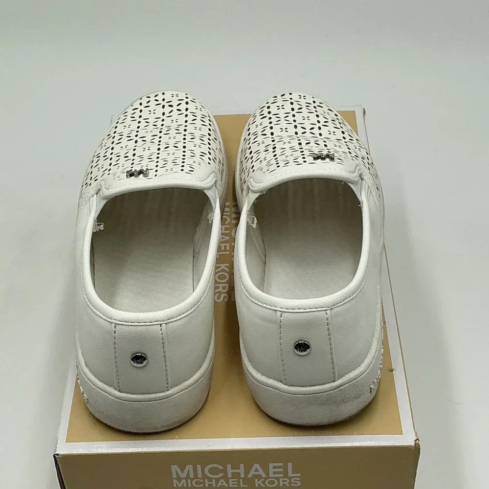 Michael Kors Jem Olivia II Sneakers Girl's 5M White Laser Cut Shoes Ebay1547